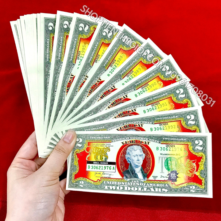 Tiền Năm Sinh 2 USD Hình Con Mèo Mạ Vàng 2023 - SP005990